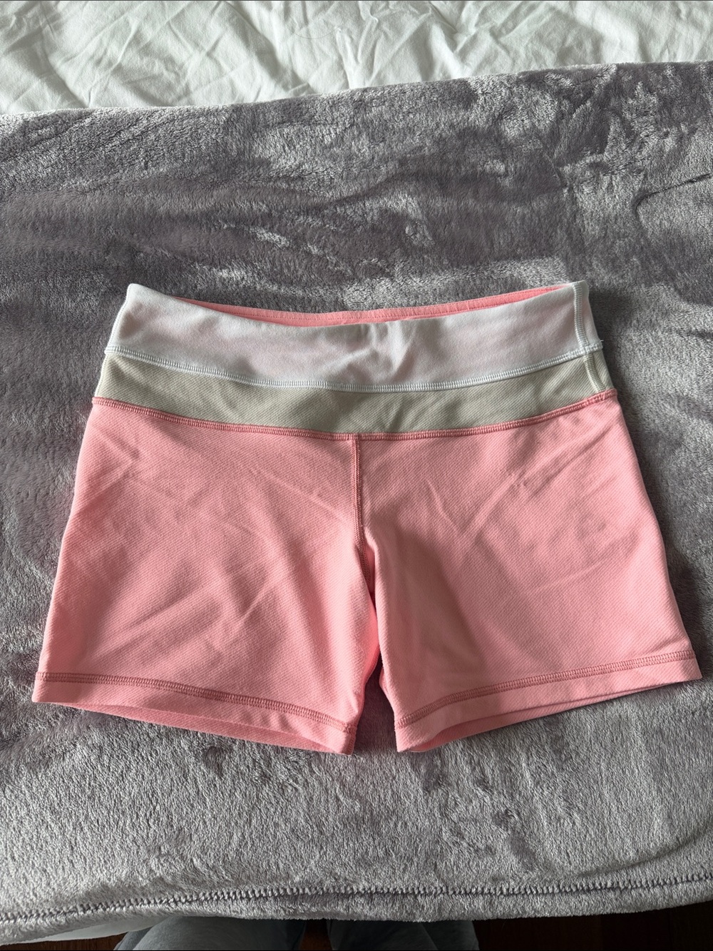 lululemon athletica Pink Bike Shorts with Light Contrast Waistband